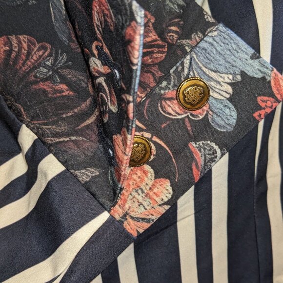 FuTario blue striped/floral lined Jacket NWT M - Picture 5 of 10